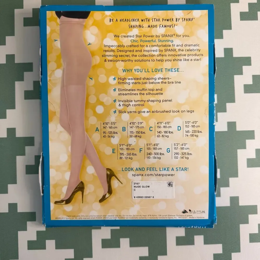 Spanx High Waisted Shaping Sheers Tights Pantyhose Hosiery Nude Glow Size C NWT